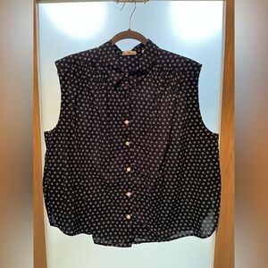 Women’s Navy Blue Patterned Sleeveless Blouse